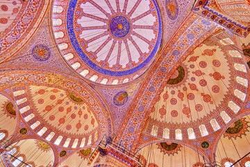 Blue mosque interior in Istanbul Turkey