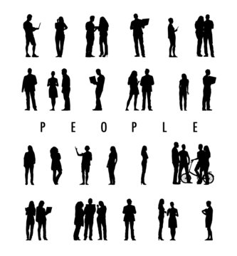 Silhouettes of People in a Row and The Text People