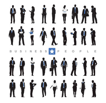 Silhouettes of Business People and Business People Texts