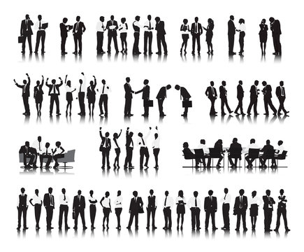 Silhouettes of Successful Business People Working