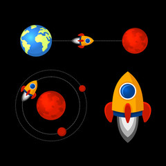 Obraz premium Mission to Mars Icons Set. Vector