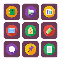 Business, office and marketing items icons