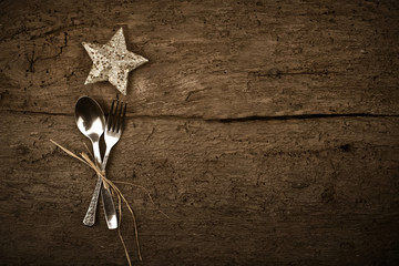 Christmas day dinner rustic background