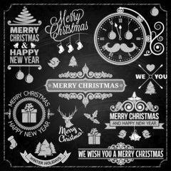 Fototapeta premium Christmas ornaments chalk set