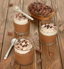 Chocolate dessert with whipped cream