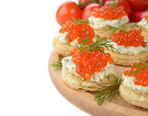 Appetizer with red caviar