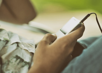 Boy  listening to music