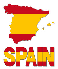 Spain map flag and text illustration