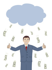 businessman under the rain of money