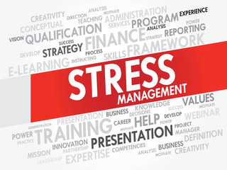Word cloud of Stress Management related items, vector