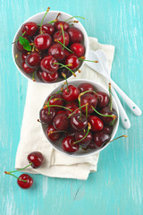Cherries in bowls