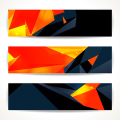 Set of bright polygonal geometric banners for modern design