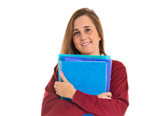 Happy student over white background