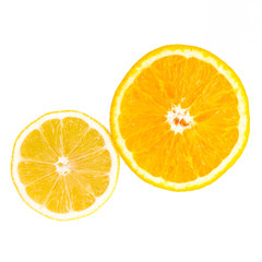 fresh  orange and lemon isolated