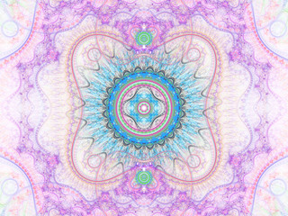 Lacy colorful fractal clockwork, digital artwork
