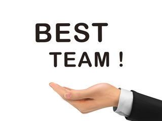 best team words holding by realistic hand