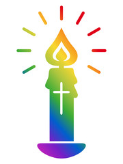 Kerze, Kruzifix, christlich, Symbol, Flamme, Regenbogenfarben