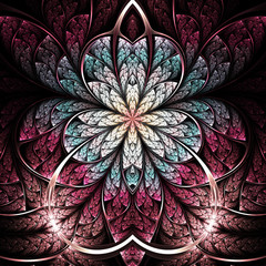 Dark colorful fractal flower, digital artwork