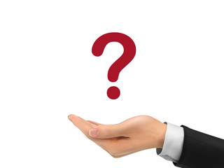 question mark icon holding by realistic hand