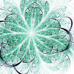 Green fractal flower, digital artwork