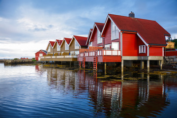 Camping cabins on a fjord