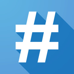 Obraz premium Long shadow icon with a hash tag