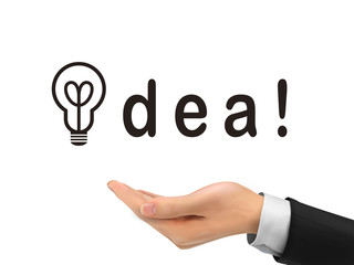 idea word holding by realistic hand