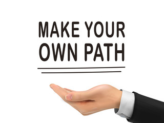 make your own path words holding by realistic hand