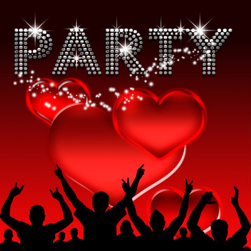 Party poster valentine's day glass hearts
