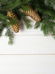 Christmas fir tree on a wooden board