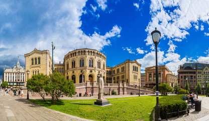 Norwegian Parliament building in Oslo - obrazy, fototapety, plakaty