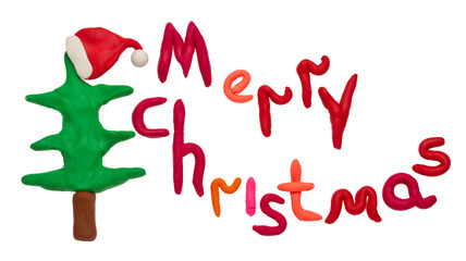 Handmade plasticine composition is Christmas theme