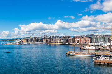 Naklejka na ściany i meble Oslo skyline and harbor. Norway