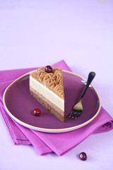 Piece of Chestnut Multi-Layered Mousse Cake