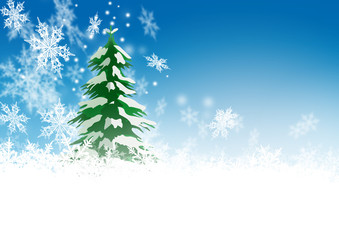 Weihnachtskarte, Hintergrund, Tannenbaum, blauer Himmel, Schnee