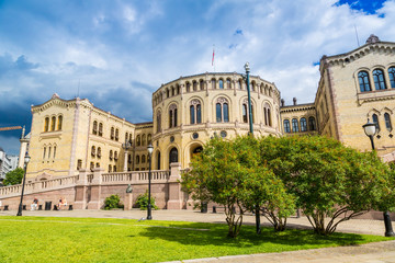Obraz premium Norwegian Parliament building in Oslo