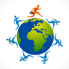 businessmen run for global relation concept vector