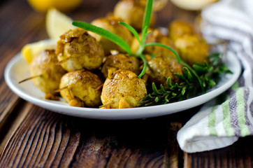 Skewers of mushrooms