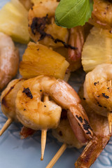 Skewer shrimp with pineapple