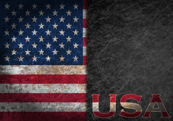 Old rusty metal sign with a flag and country abbreviation