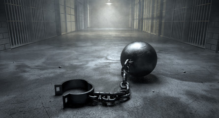 Ball And Chain In Prison - obrazy, fototapety, plakaty