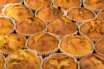 fresh muffins with candied fruit