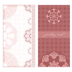 Greeting card in European style, pink template