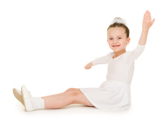 little girl in white ball gown