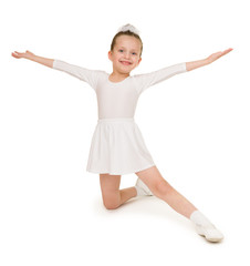 little girl in white ball gown