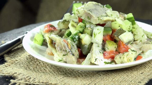 Fresh made Herring Salad as not loopable 4K UHD footage