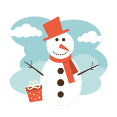 Snowman and Gift Box