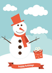Snowman and Gift Box