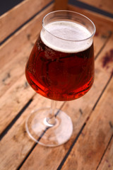 Amber beer in a crate