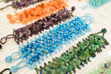 Beautiful beads and bracelets made of a  stone onyx